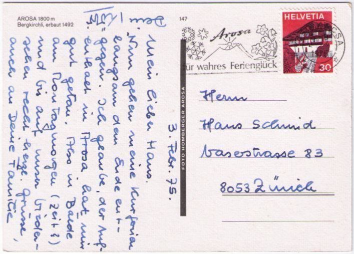 Cartoline postali: Arosa - Bergkirchli – Usato da Binningen venduto da Mountainrider 1