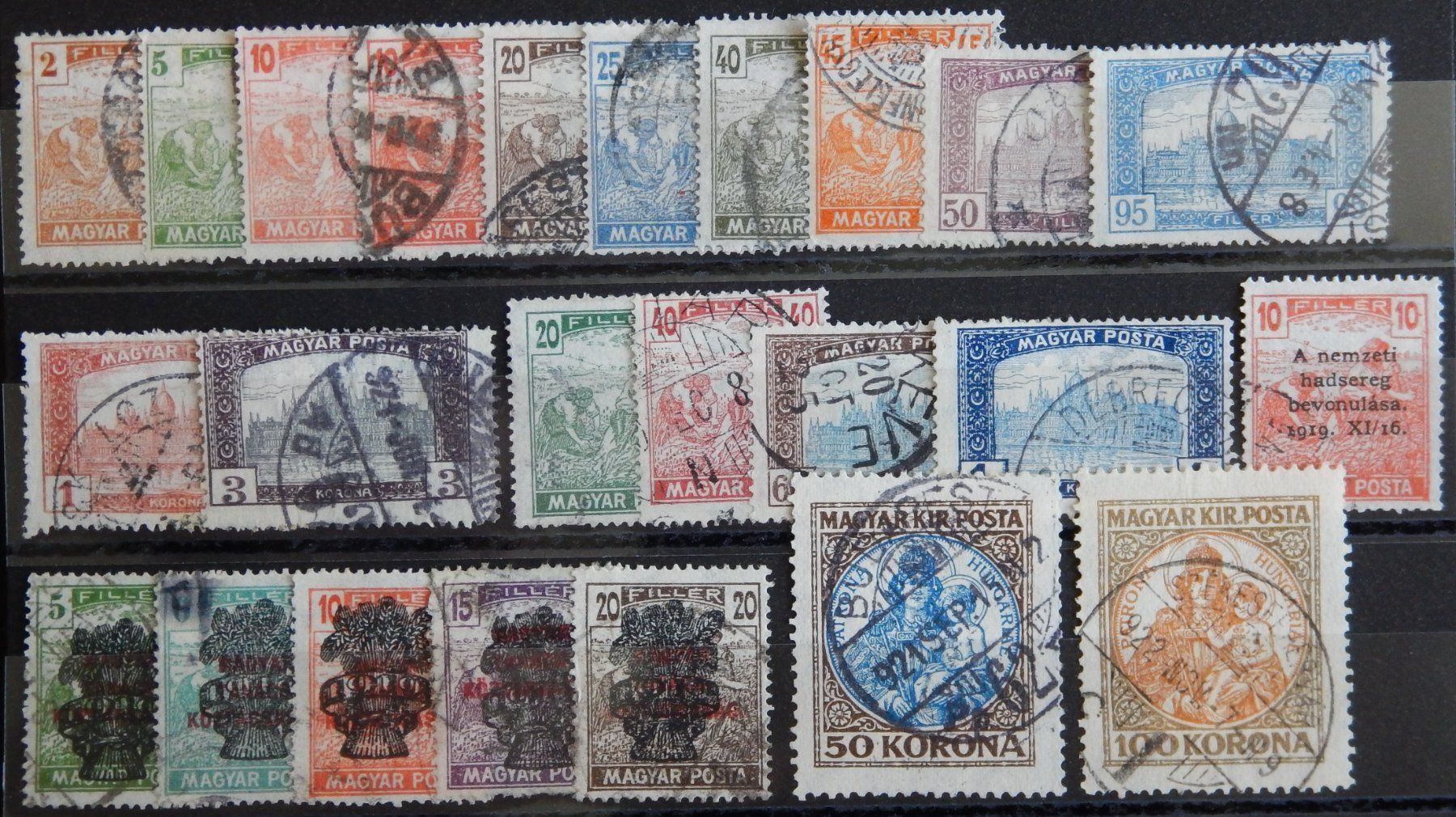 Tutti i francobolli: Ungarn ex. Kat. 242-323 gest. 1919/21 – Usato da Zürich venduto da Muehlekauf