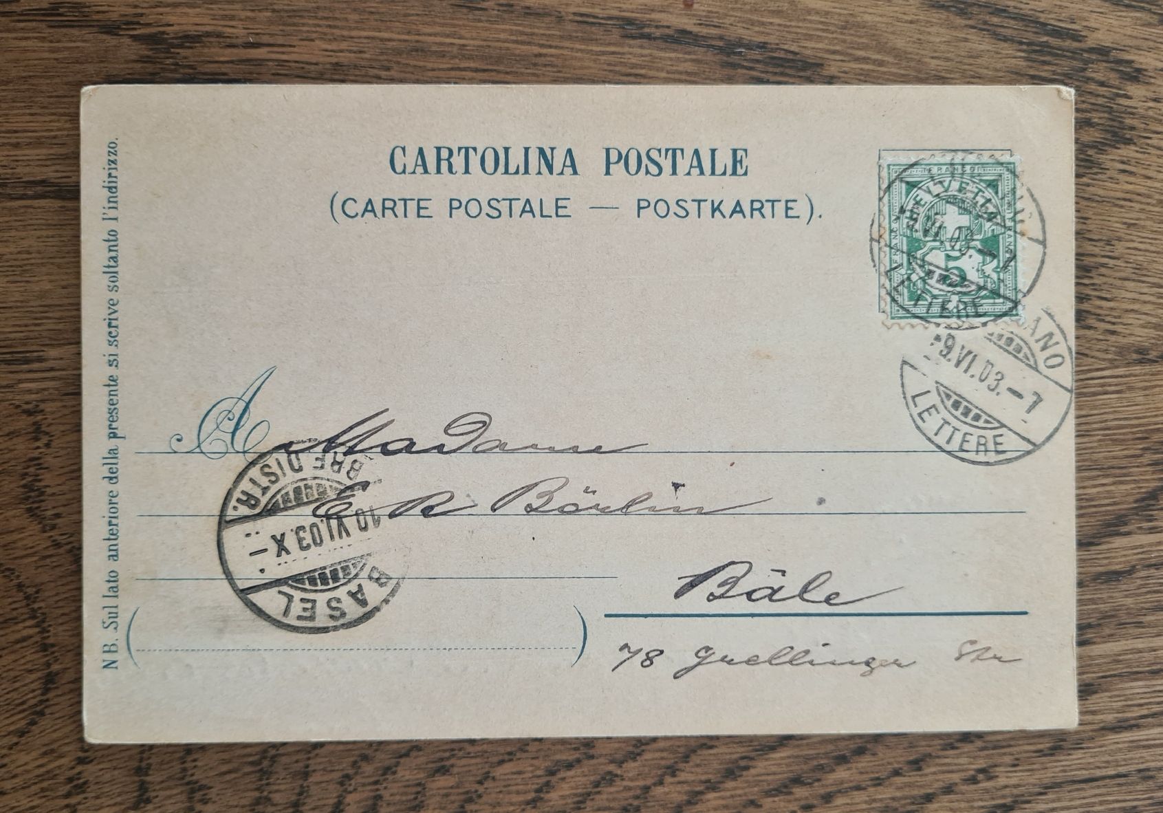 Cartoline postali: Lugano mit Monte Salvatore 1903 – Usato da Ebikon venduto da Donar50 2