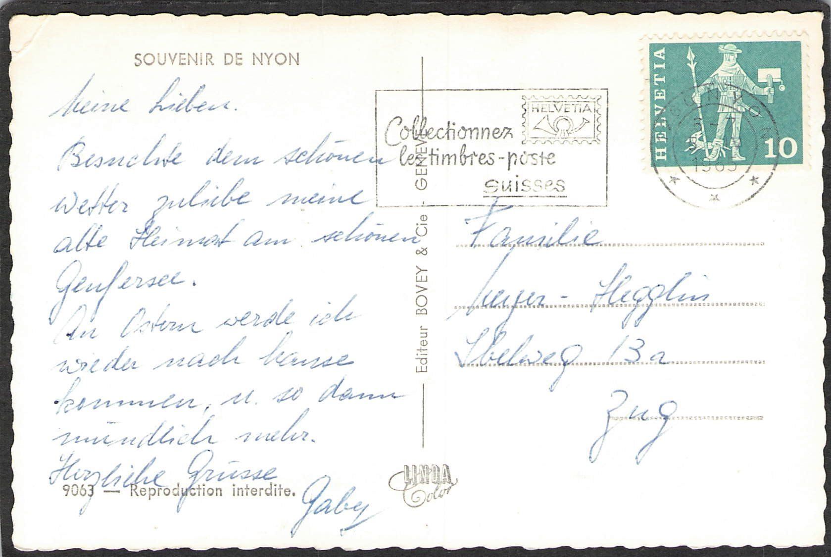 Cartoline postali: ,Souvenir de Nyon – Usato da Reichenburg venduto da ibiza18 1