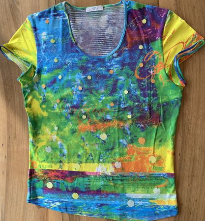 Damen Sommer Top mit Pailletten, LUI e LEI, Gr. 38