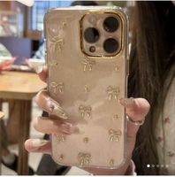 iPhone 15 Hülle mit Schleifen & Goldrand. Neu!