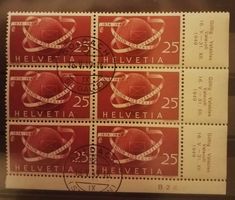 636) 1949, UPU im 6- Block ET Bogenrand Kt. 84.-++