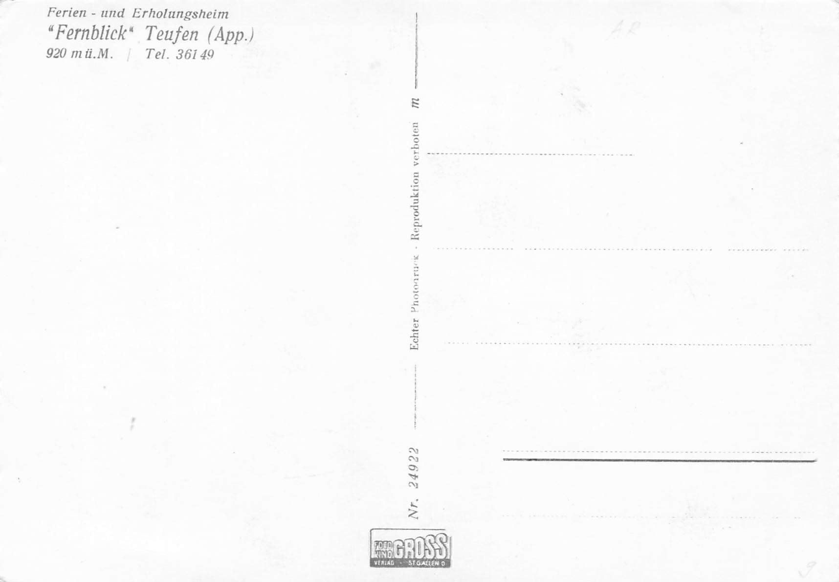 Cartoline postali: - Teufen ( App. ) – Usato da Reichenburg venduto da Pipo-67 1