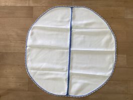 Handgefertigte runde Tischdecke Leinen Häkelspitze weiss ...