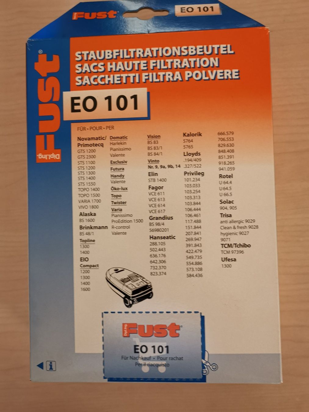 Fust Aspirapolveri & Accessori: 5 Staubsaugerbeutel EO 101 – Nuovo e nell'imballaggio originale da Dornach venduto da Hei50 1