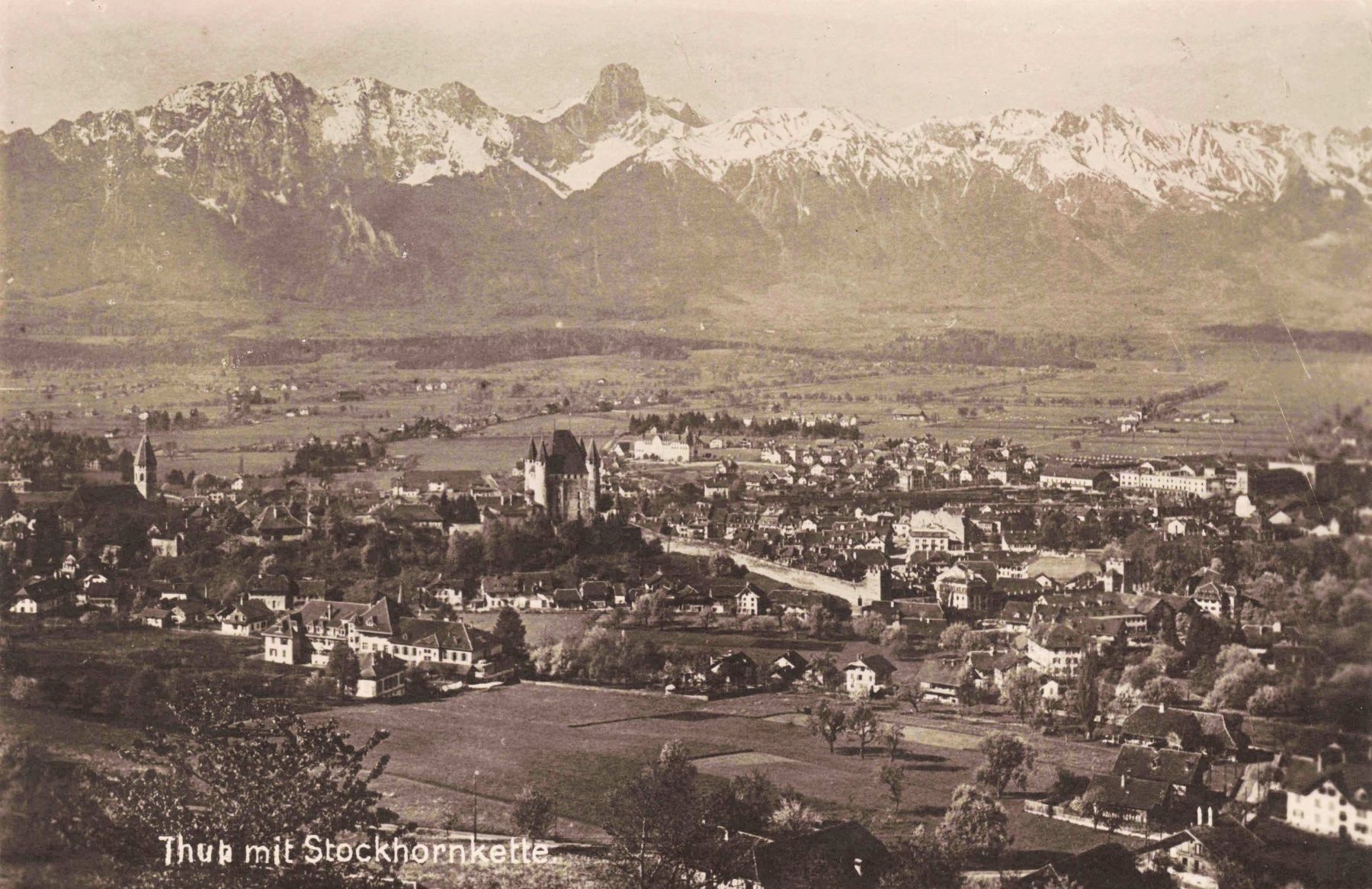 Ansichtskarten: Thun mit stockhornkette – Gebraucht aus Biasca von Blenio71