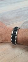 Schickes Herrenarmband aus Leder & Edelstahl, Top!
