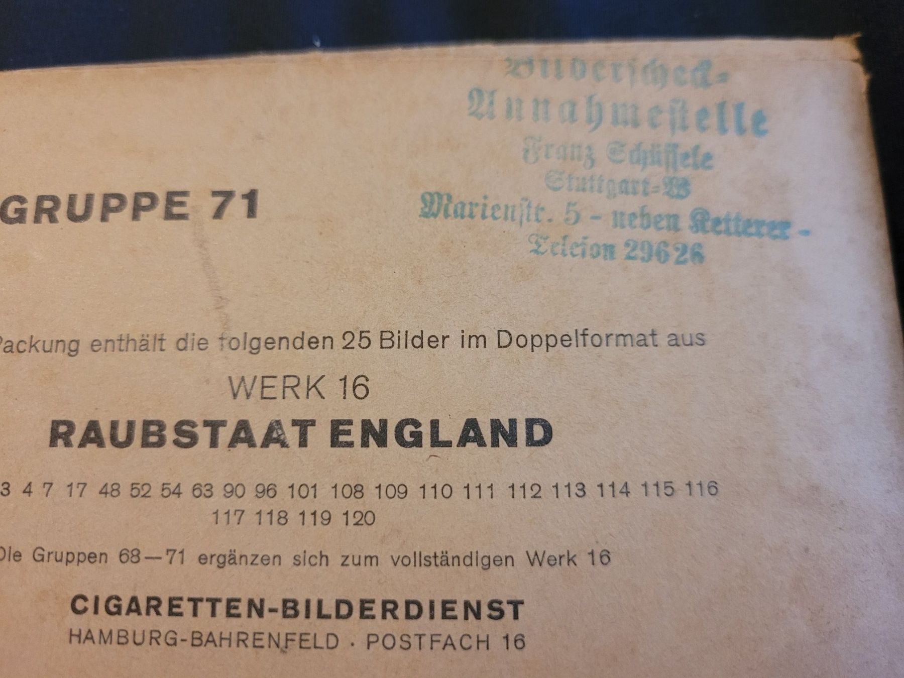 Sammelbilder & Trading cards: Sammelbilder " RAUBSTAAT ENGLAND " – Gebraucht aus Kriens von KTP 1