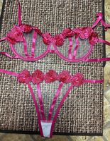 Trasparente sexyLaunge set di tulle decorato strisce e fiori