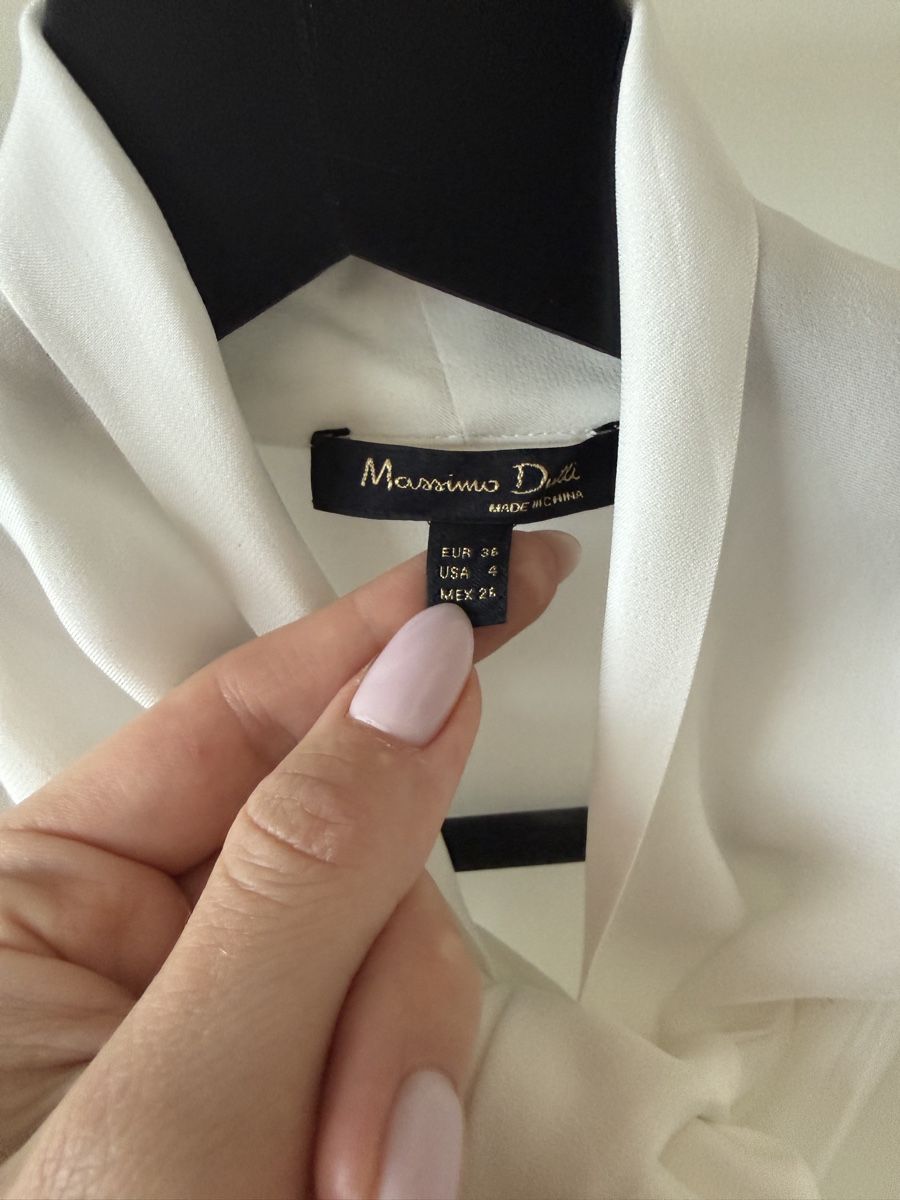 Massimo Dutti Camicette: Massimo Dutti Blouse White Size 36 Bow Neck Viscose – Usato da zug venduto da Inaar 2