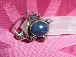pendentif en cristal de roche et pierre lapis-lazuli argent