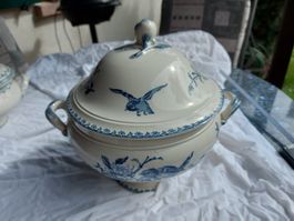 Blaue Suppenterrine aus Sarreguemines