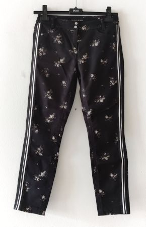 MARC CAIN Hose Trouser Blüten Print Galonstreifen Gr.N1/34