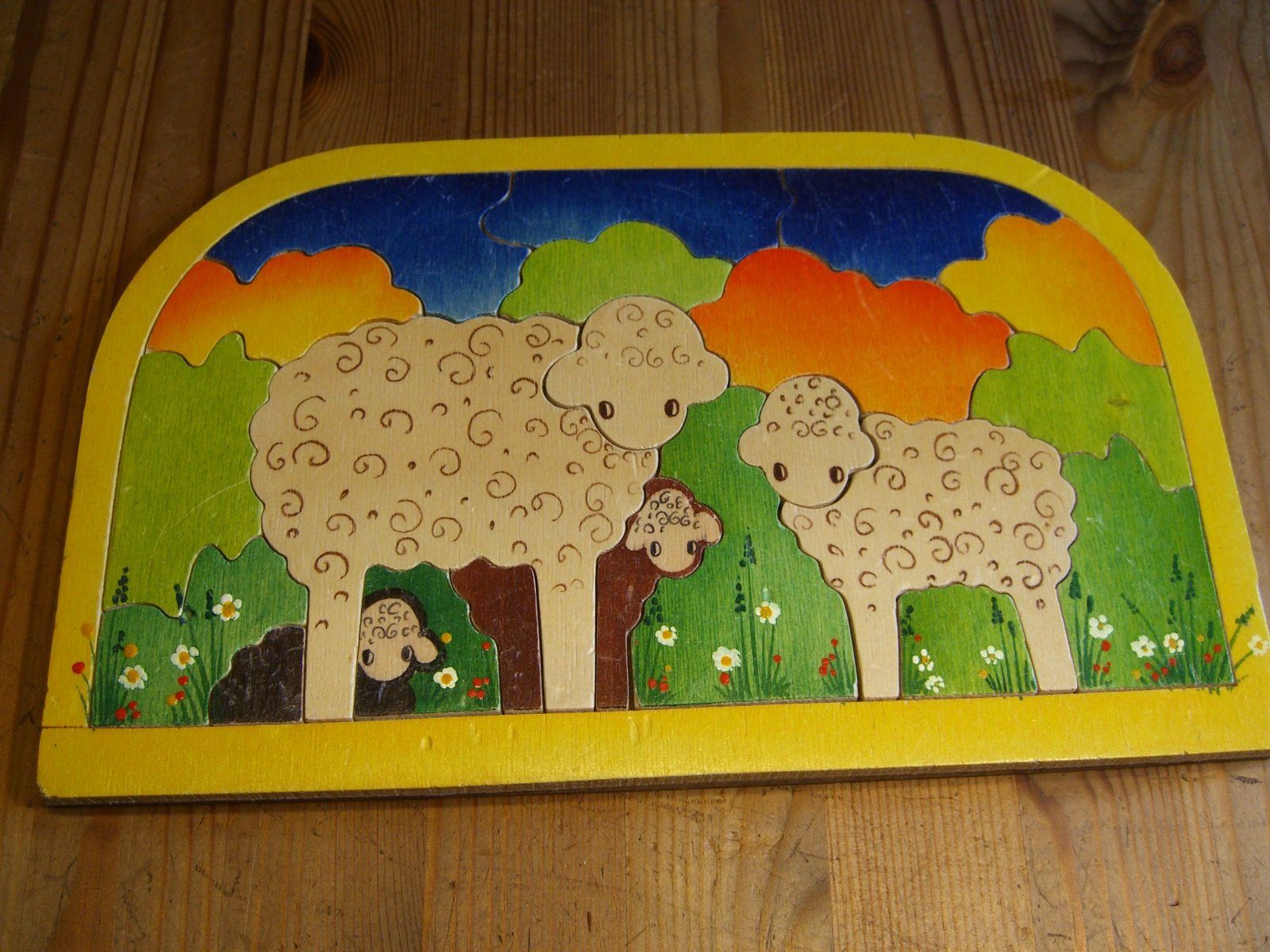 Puzzle: herziges Puzzle aus Holz mit Schäfchen Sujet, Handarbeit – Usato da Winterthur venduto da Gaia 2