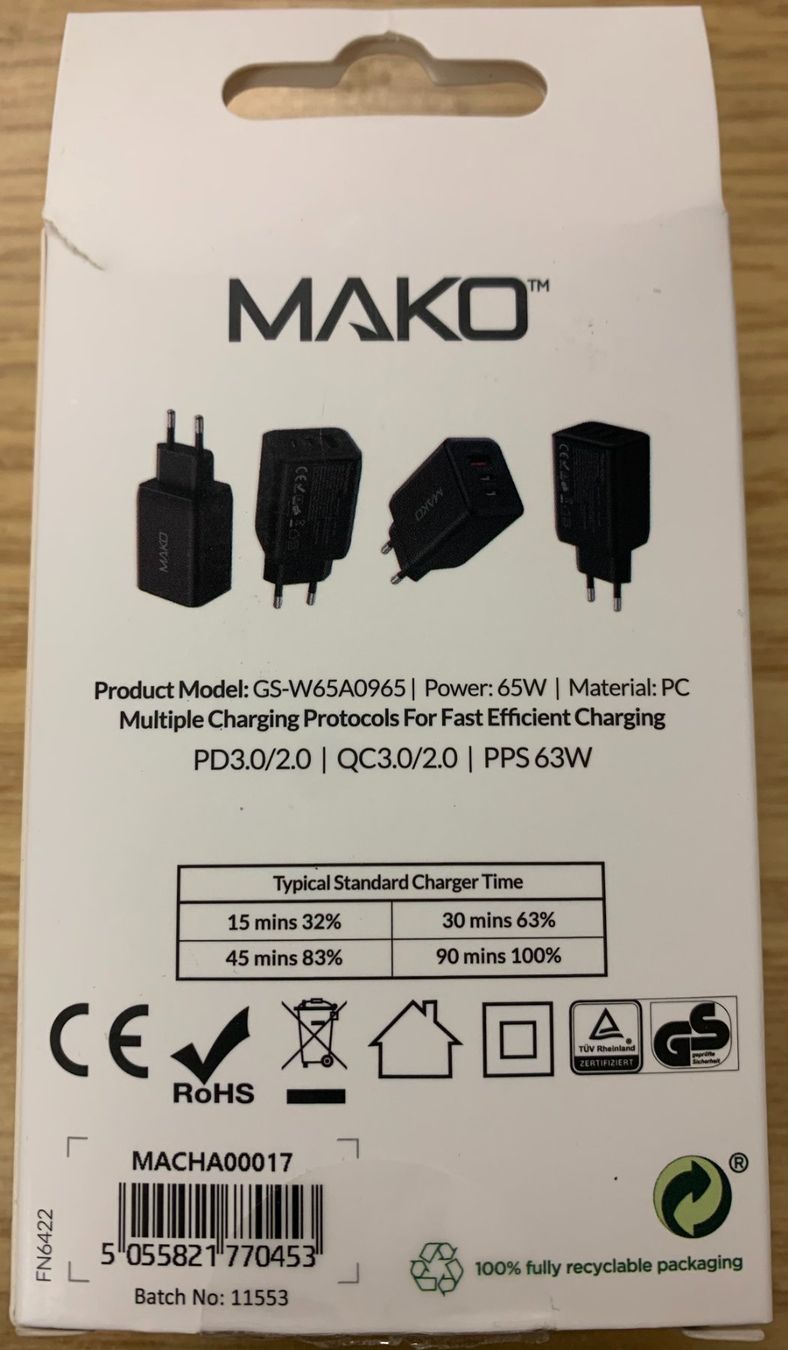 Unità & Adattatore: MAKO - Power Lade-/Adapter 65W - 2xUSB-C & 1xUSB-A – Nuovo e nell'imballaggio originale da Gundetswil venduto da Egro100 4