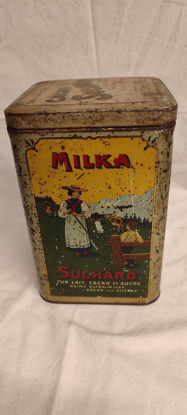 Suchard Dosen: Wunderschöne alte Blechdose von SUCHARD CACAO  22 cm – Gebraucht aus Gelterkinden von MYSTOREFORYOU4460 4
