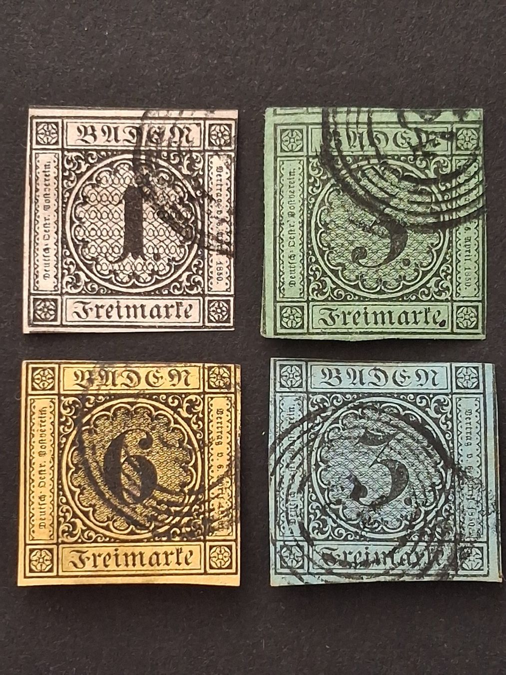 Alle Briefmarken: Baden Mi-Nr.5 -8  gestempelt  120 Fr – Gebraucht aus Kriens von Nidfeld45