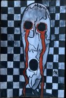 Serie Faces No 5/12 Grim / Outsider Art / Aquarell / Karte
