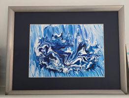 Bild Acril abstrakt blau - von Hand gemalt