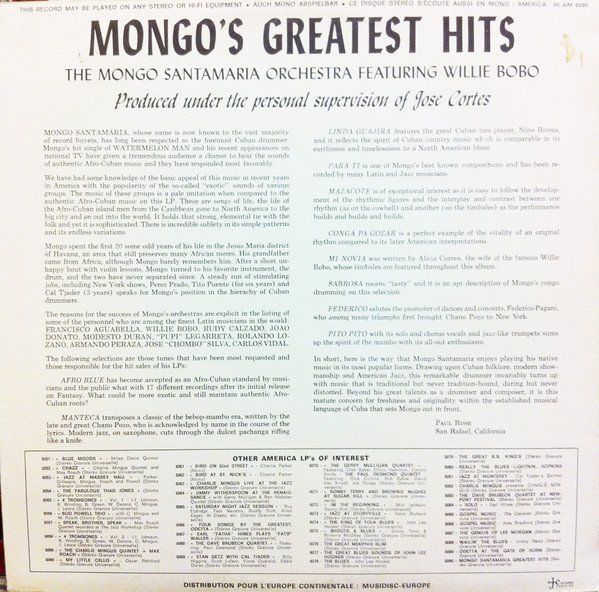 Schallplatten: Mongo Santamaria: Mongo's Greatest Hits LP – Neu (gemäss Beschreibung) aus Steinhausen von Vilivinili 1
