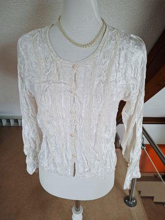 Boom Baba kurze Samtbluse mit Stickerei creme, Gr. Free, Neu