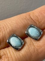 S925 Stift, Larimar-Ohrringe, Edelstein-Ohrringe