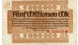 Dortmund 5 Mil.Mark SerieB KN rot 15.08.1923 VZ-VZ+