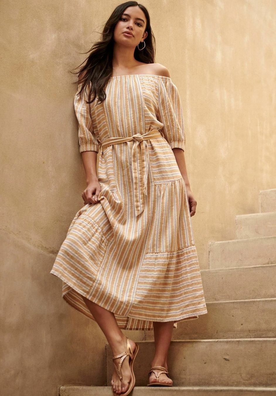Next Vestiti: Leinenkleid gestreift, Offshoulder, Gr. M beige von Next – Nuovo (secondo la descrizione) da Dübendorf venduto da E2ndway 2