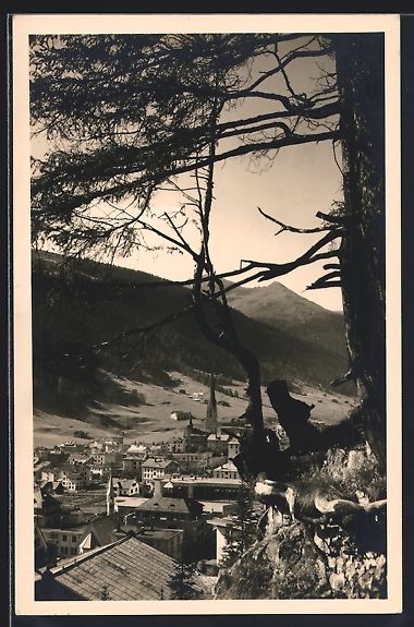 Ansichtskarten: AK Davos, Teilansicht mit Baum – Gebraucht aus Berlin von bartko-reher