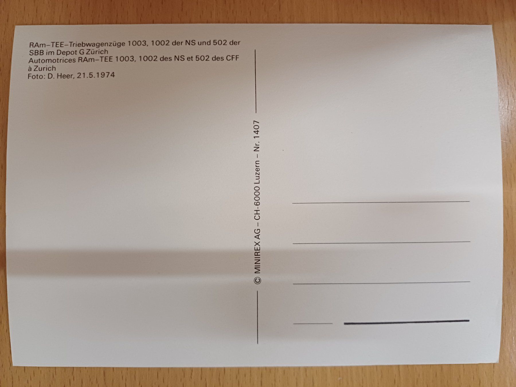 Cartoline postali: Postkarte SBB und NS RAm TEE – Nuovo (secondo la descrizione) da Matten venduto da MEFEZ 1