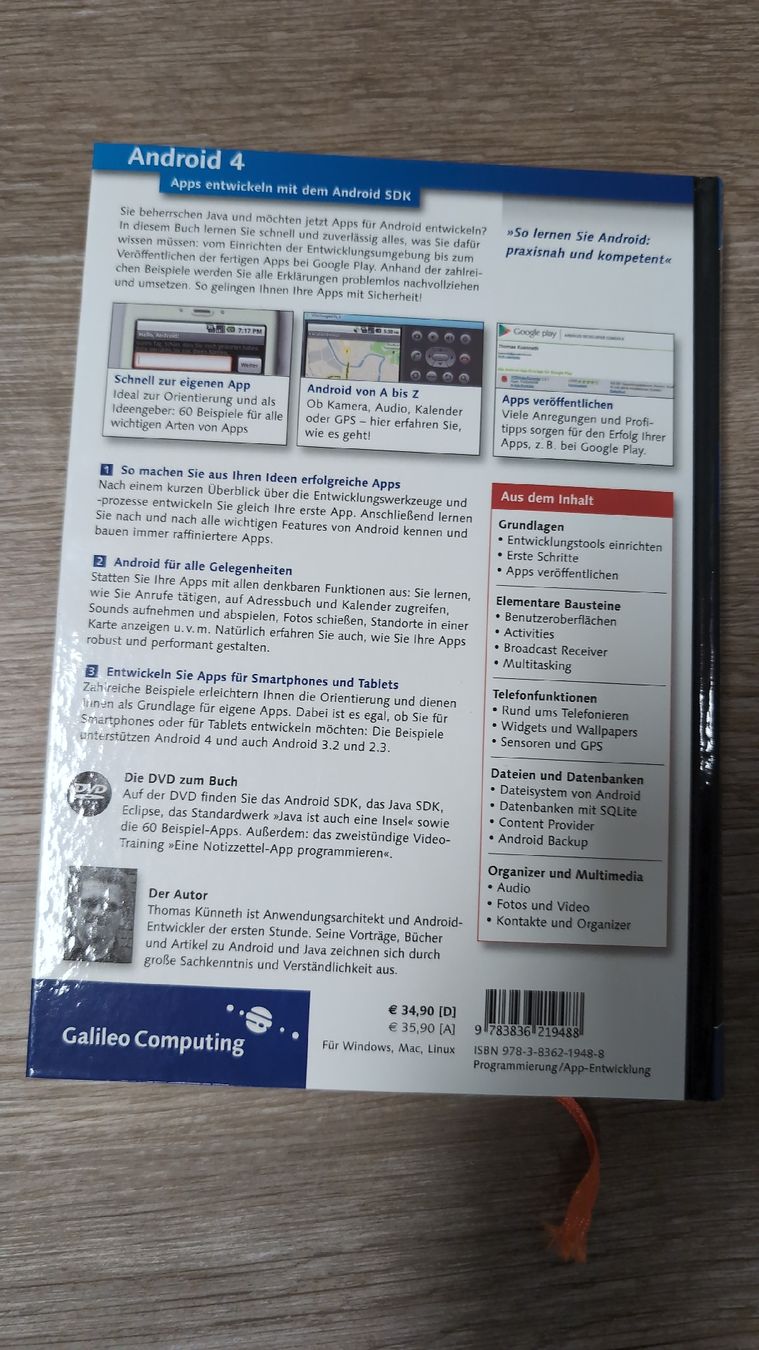 Bücher: Android 4 - Apps entwickeln - Buch mit DVD - Top Preis! – Gebraucht aus Aadorf von Globi81 1
