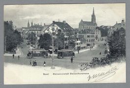 1906 BASEL, STEINENVORSTADT STEINENTHORSTRASSE MIT TRAM (2)