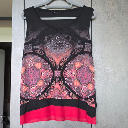 🐸 DESIGUAL TOP L IN A-FORM  MIT STEINCHEN ÄRMELLOS BLUSE