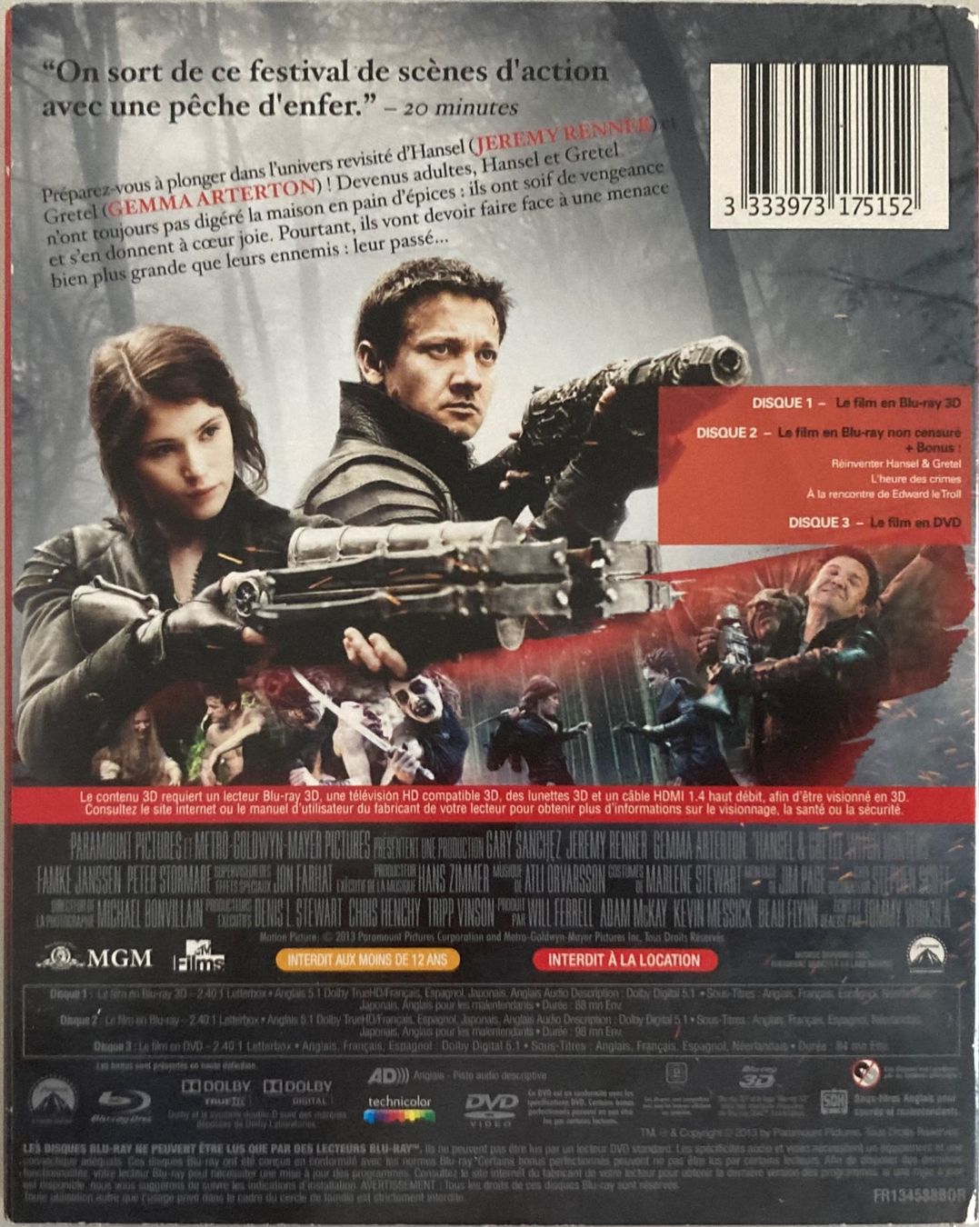 Tous les DVDs: HANSEL & GRETEL (WITCH HUNTERS) – D'occasion à Poliez-Pittet par Newtown-Records 1