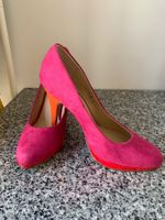 Pumps Plateau Velour High Heels Gr.38 pink/orange