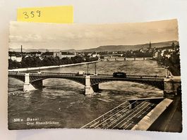 Ansichtskarte Basel: Drei Rheinbrücken alt, Militärpost