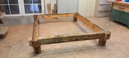 Balkenbett aus Schweizer Altholz rustikal 160cm