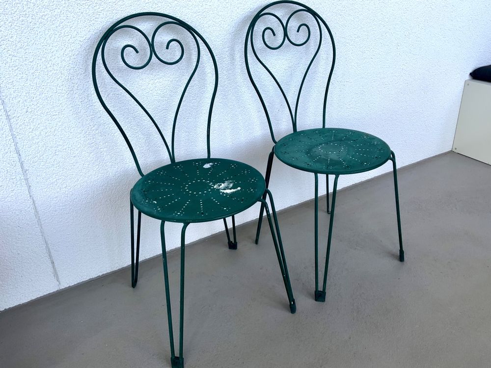 2 VINTAGE GARTENSTÜHLE METALL FRANKREICH MASSIV Kaufen auf Ricardo