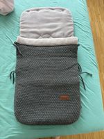 Fusssack Kinderwagen gestrickt grau neuwertig