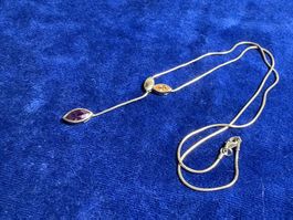 925 Kette mit Mittelstück, mit dunkelblauen Steinen
