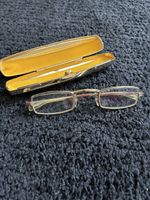 Lesebrille goldfarben mit Etui