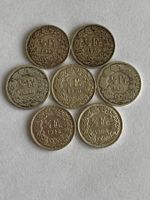 7 Stueck Schweizer 1/2 Fr. Muenzen, 1881-1964