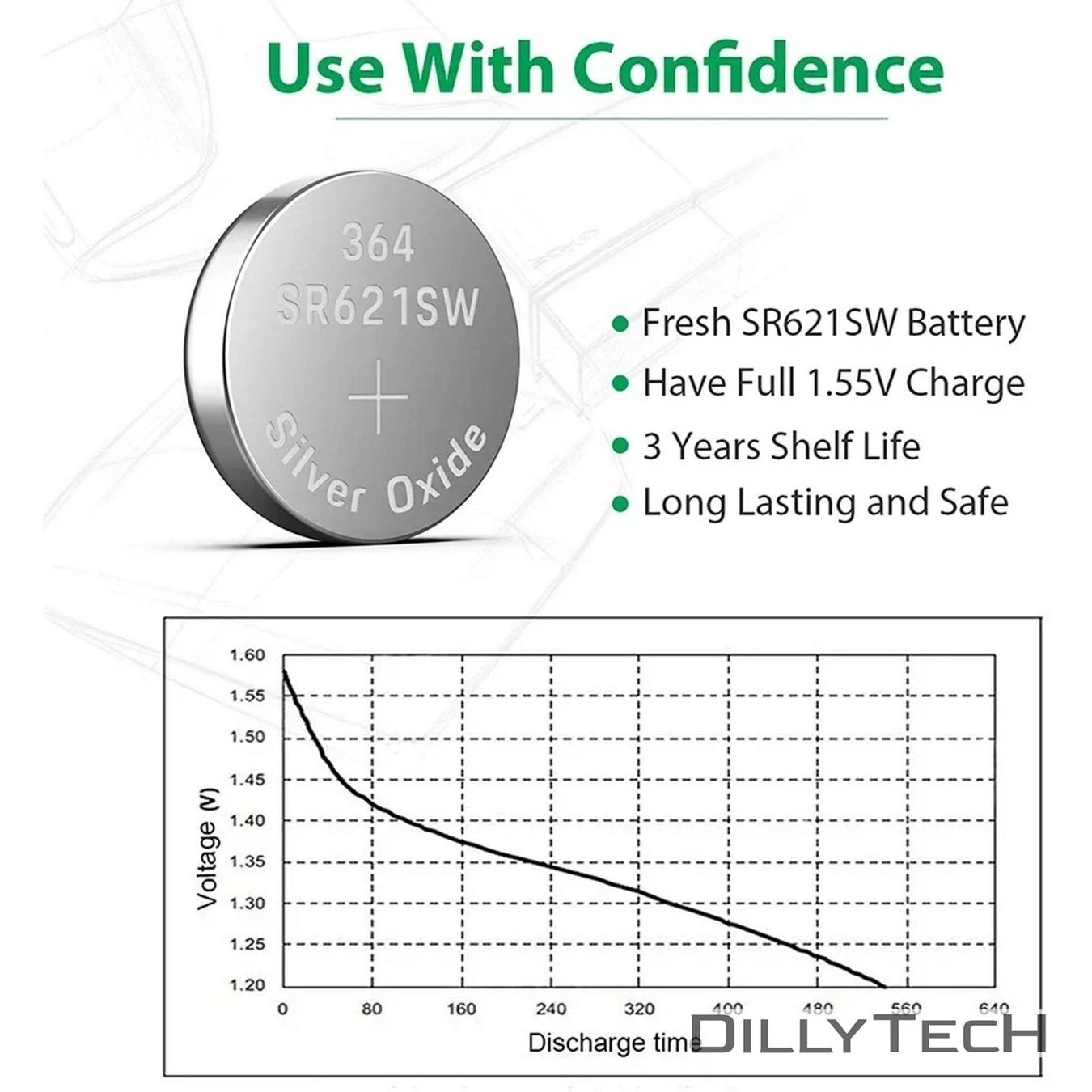 Caricatori & Batterie: DTecH AG1, LR60, 364 Knopfzellenbatterie - 30 Stk. – Nuovo e nell'imballaggio originale da Meilen venduto da DillyTecH 7