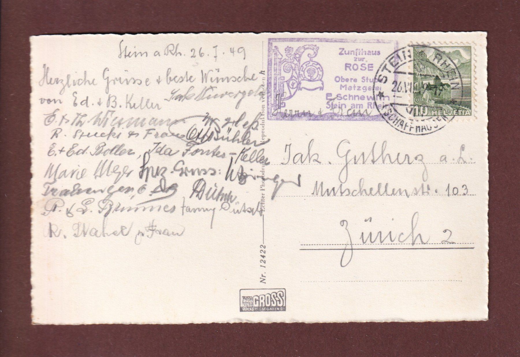 Ansichtskarten: STEIN AM RHEIN - Dorfplatz - 1949 – Gebraucht aus Pully von nicecards 1