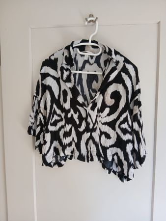 Damen Hemdbluse schwarz weiss gemustert Grösse M
