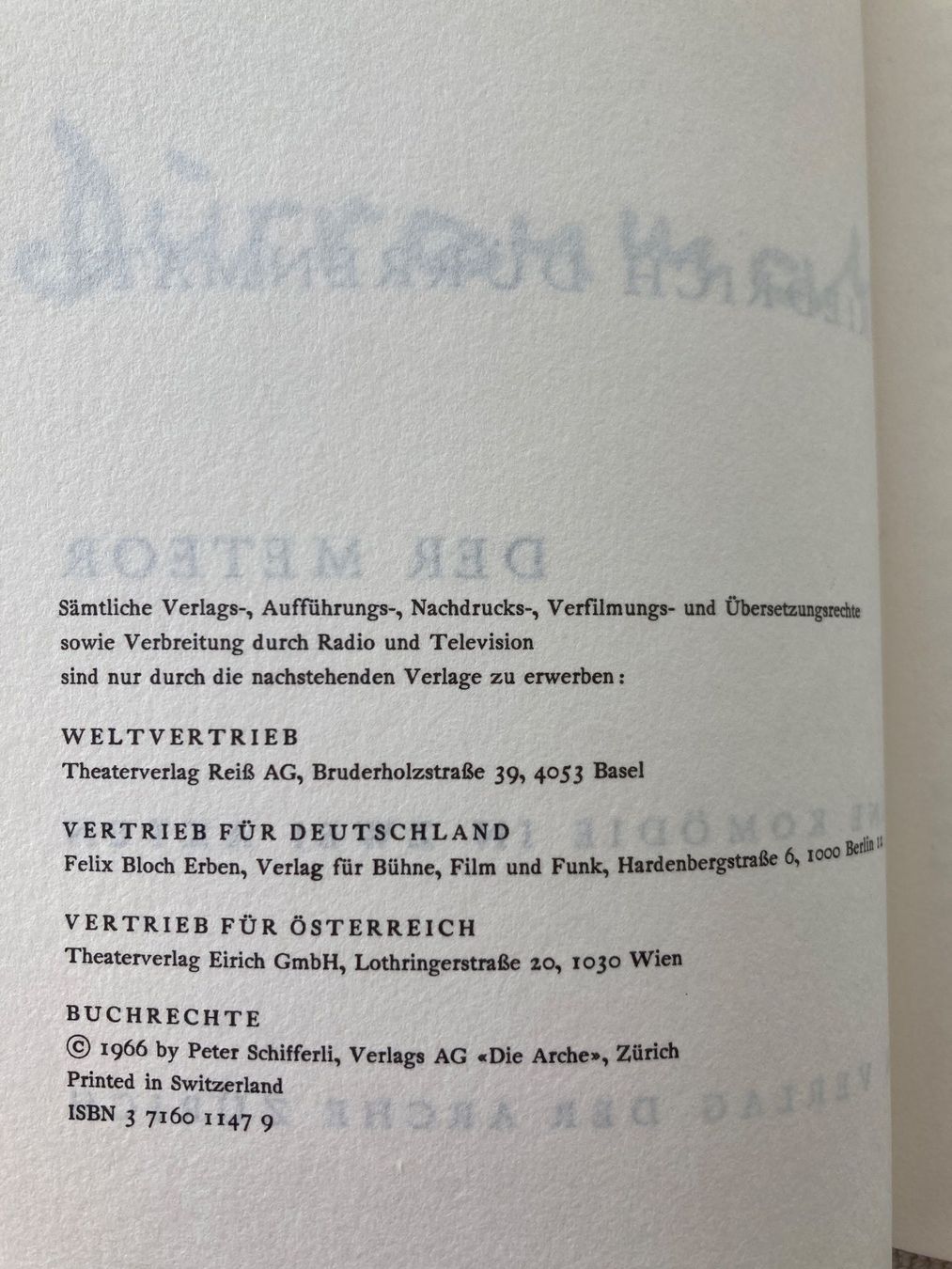 Bücher: Friedrich Dürrenmatt, Der Meteor, Arche, EA – Gebraucht aus Baden von Yoyo1 1