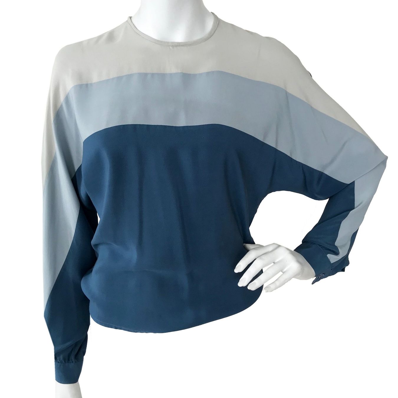 Modissa Blusen: Bluse Seide Gr. S modissa Colour Blocking VINTAGE 1970s – Gebraucht aus Brüttisellen von Buxus