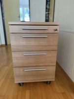 Rollcontainer mit 4 Schubladen Holzoptik abschliessbar