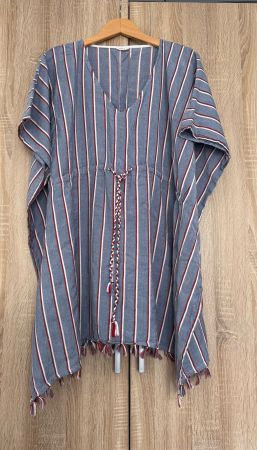 Strand Kleid blau grau Baumwolle ein mal getragen